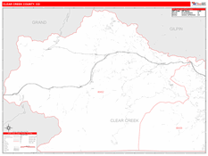 Clear Creek County, CO Digital Map Red Line Style